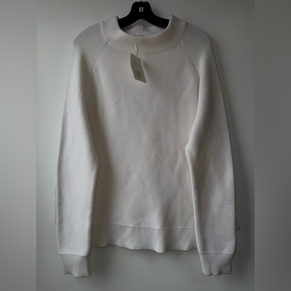 New Kinross Nochi Garter Stitch Pullover Funnel Off-White Cowl Neck Sweater - Picture 3 of 12